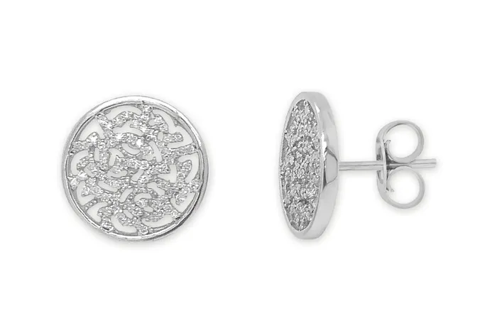 Earrings Albert Hern Earrings 18kt Gold Serpentine Diamonds Disc Studs