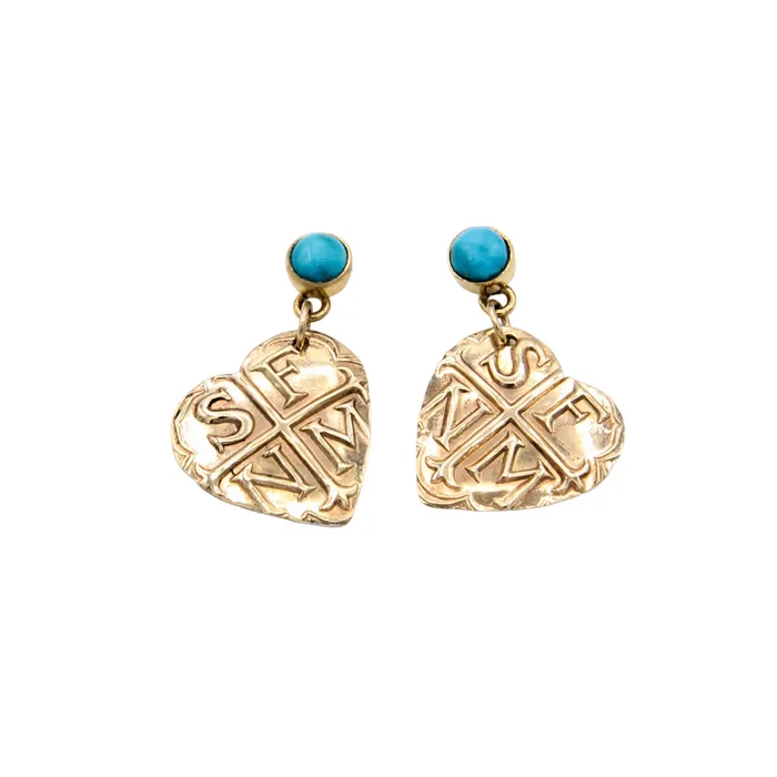 Earrings Doug Magnus SFNM Heart with McNulty Turquoise Earrings