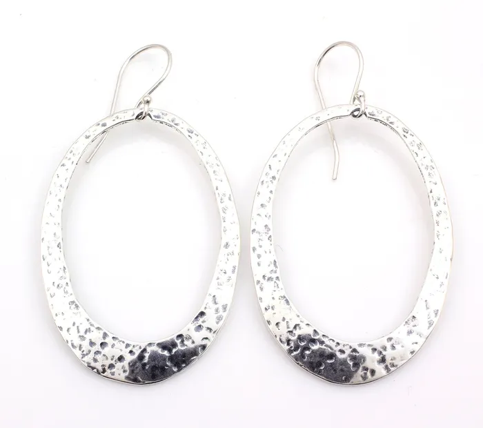 Earrings Pam Springall Large Hammered Oval Earrings