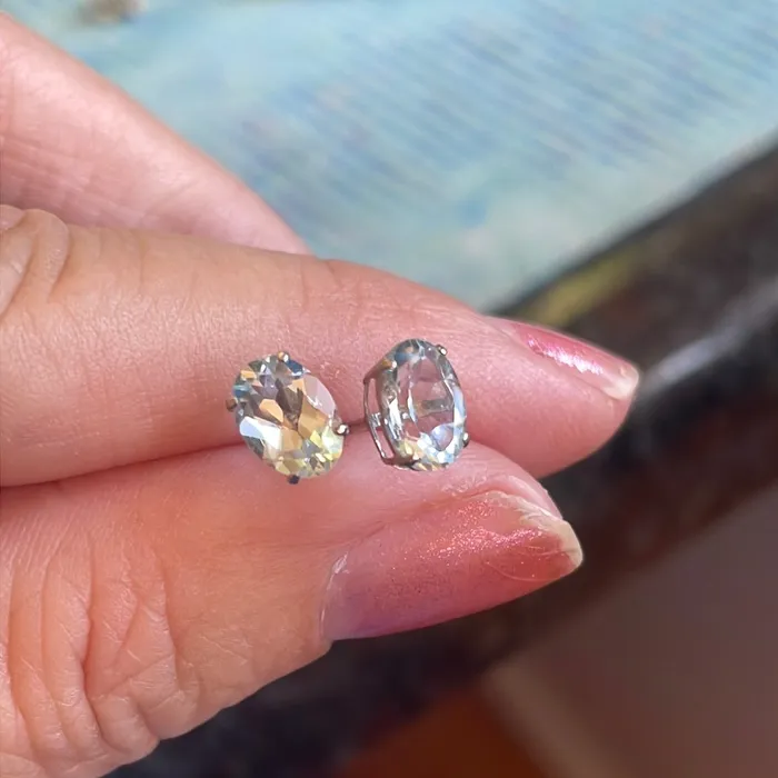 Earrings Vintage Paris Jewelry Aquamarine Earrings 14k White Gold Vintage