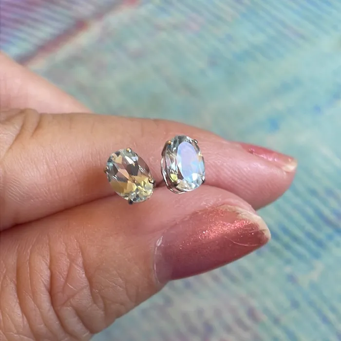 Earrings Vintage Paris Jewelry Aquamarine Earrings 14k White Gold Vintage