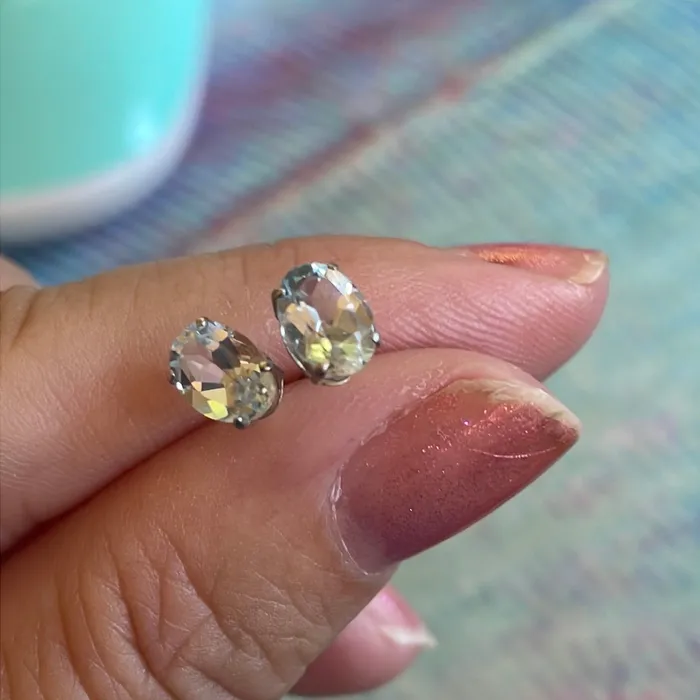 Earrings Vintage Paris Jewelry Aquamarine Earrings 14k White Gold Vintage