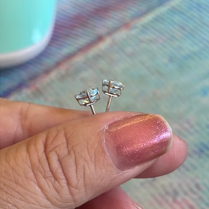 Earrings Vintage Paris Jewelry Aquamarine Earrings 14k White Gold Vintage