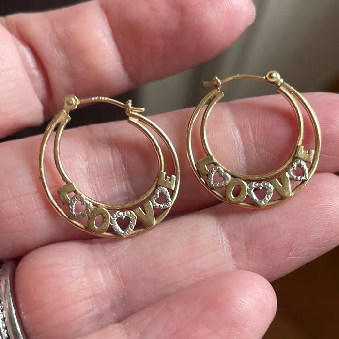 Earrings Vintage Paris Jewelry Love Gold Hoop Earrings 10k Gold Vintage
