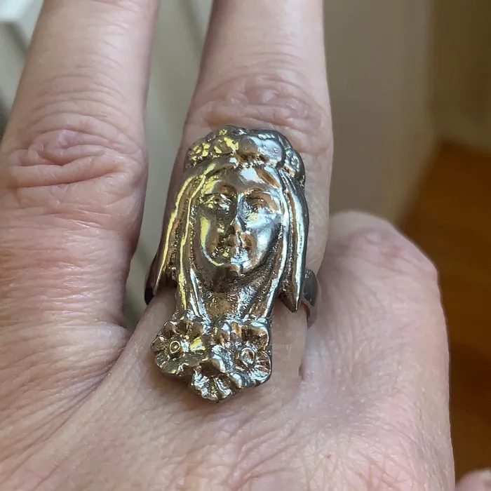 Love Vintage Paris Flower Goddess Ring Sterling Silver Vintage Rings