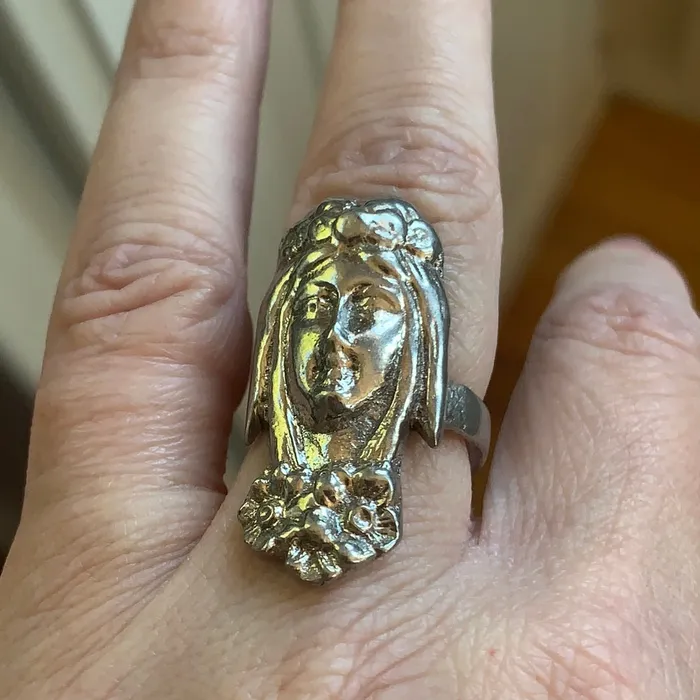 Love Vintage Paris Flower Goddess Ring Sterling Silver Vintage Rings