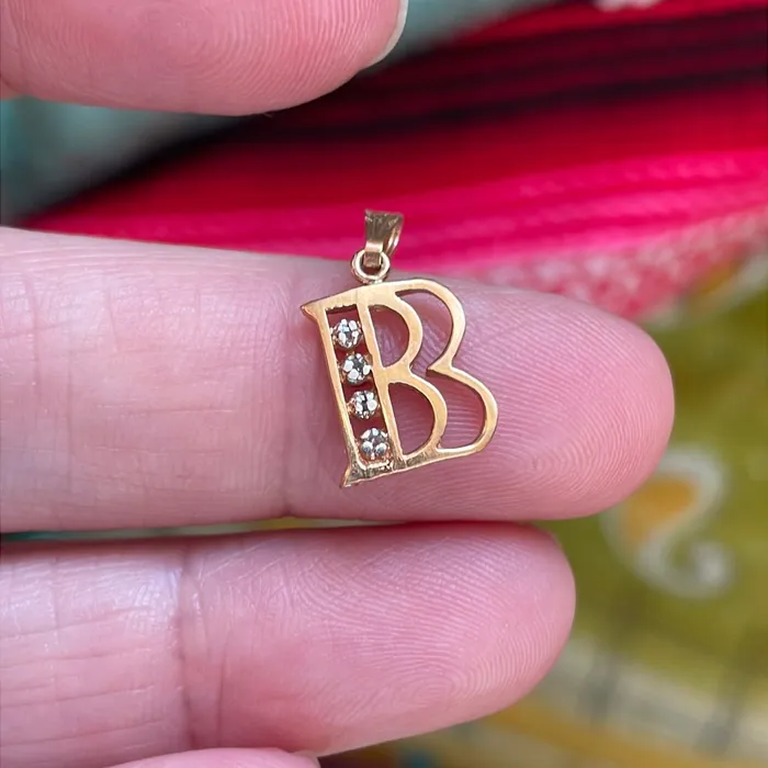 Necklaces B Initial Pendant 14k Gold Vintage Vintage Paris Jewelry