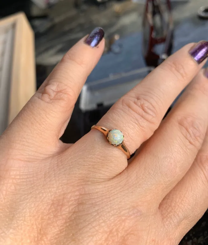 Opal Solitaire Ring Opal Gold Ring 9k Gold Engagement Ring Wedding Ring Vintage Jewelry Love Vintage Paris Rings