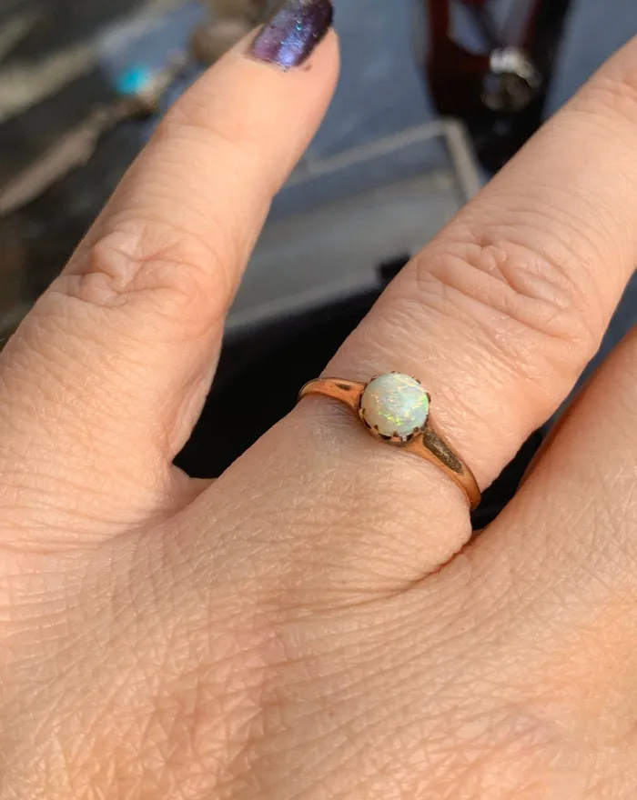 Opal Solitaire Ring Opal Gold Ring 9k Gold Engagement Ring Wedding Ring Vintage Jewelry Love Vintage Paris Rings