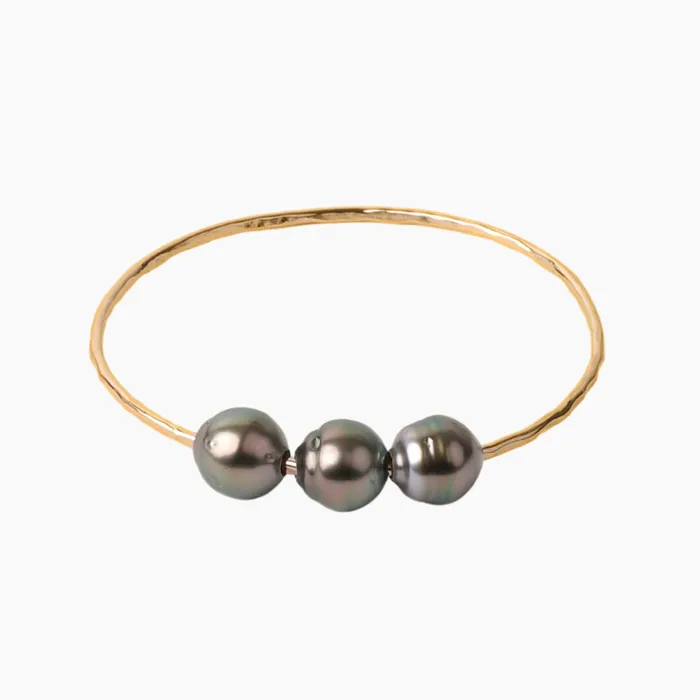 Peacock Triple Tahitian Pearl Bangle misha hawaii Earrings