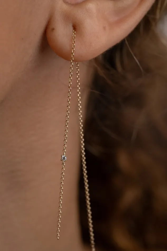 PRMAL Earrings Middle Chain Diamond Earring