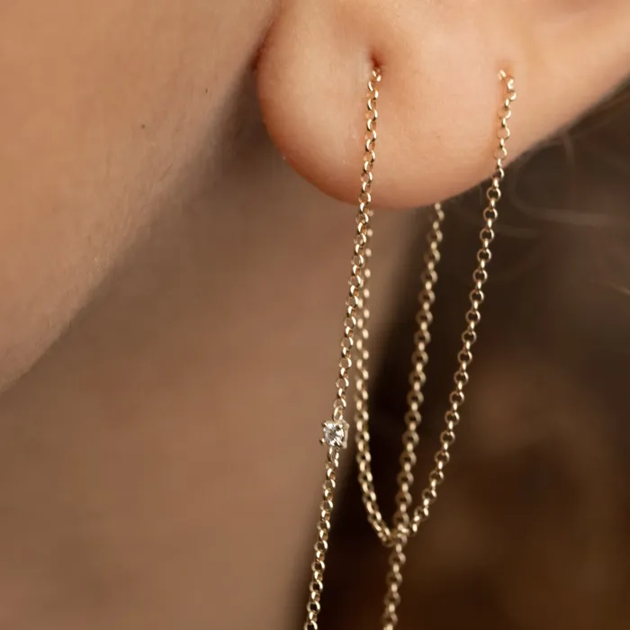 PRMAL Earrings Middle Chain Diamond Earring