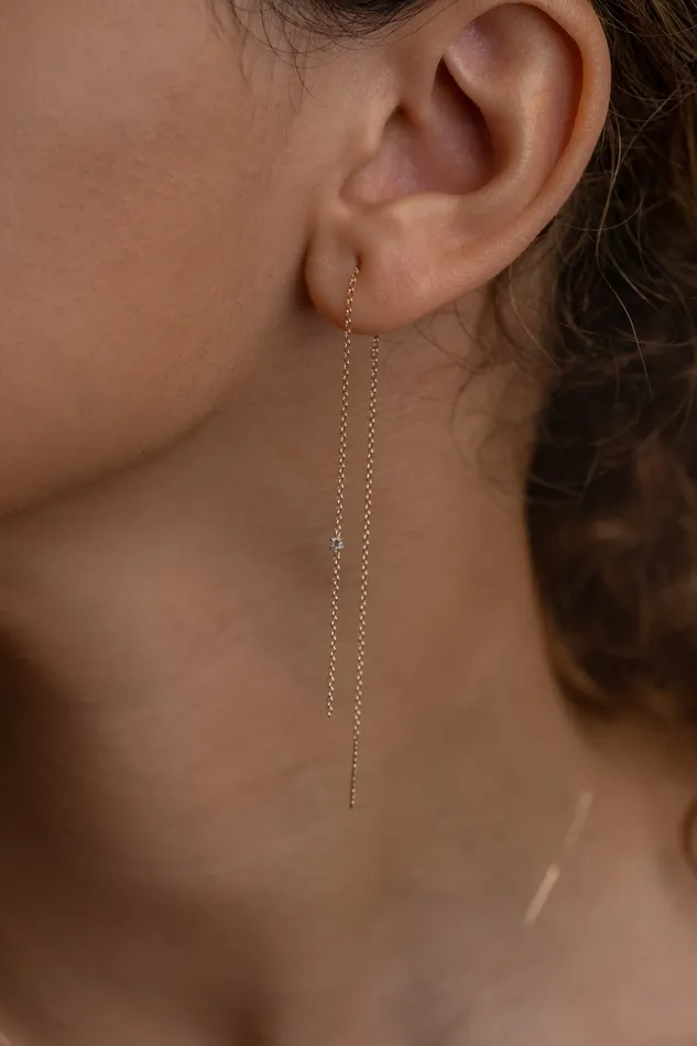 PRMAL Earrings Middle Chain Diamond Earring