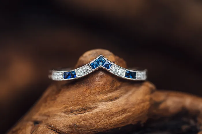 Rings Carl Blackburn 14k White Gold Sapphire and Diamond Ring