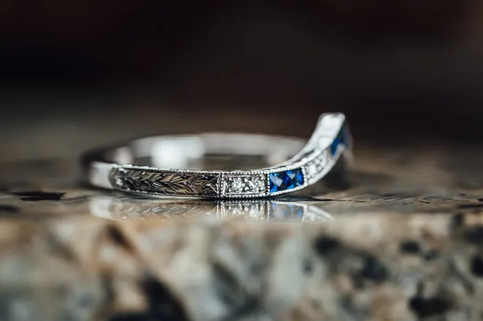Rings Carl Blackburn 14k White Gold Sapphire and Diamond Ring