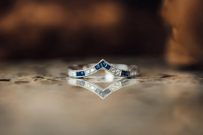 Rings Carl Blackburn 14k White Gold Sapphire and Diamond Ring