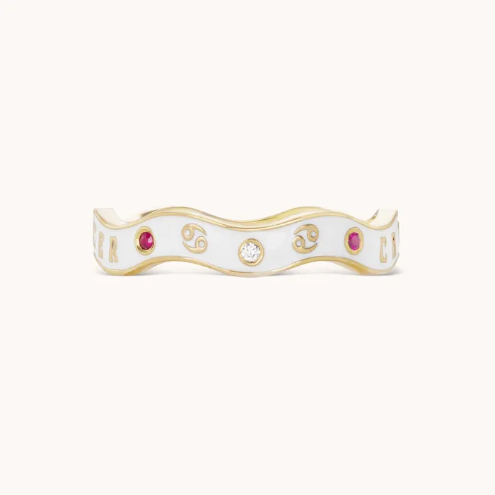 Rings Marlo Laz Cancer Zodiac Enamel Wave Ring III