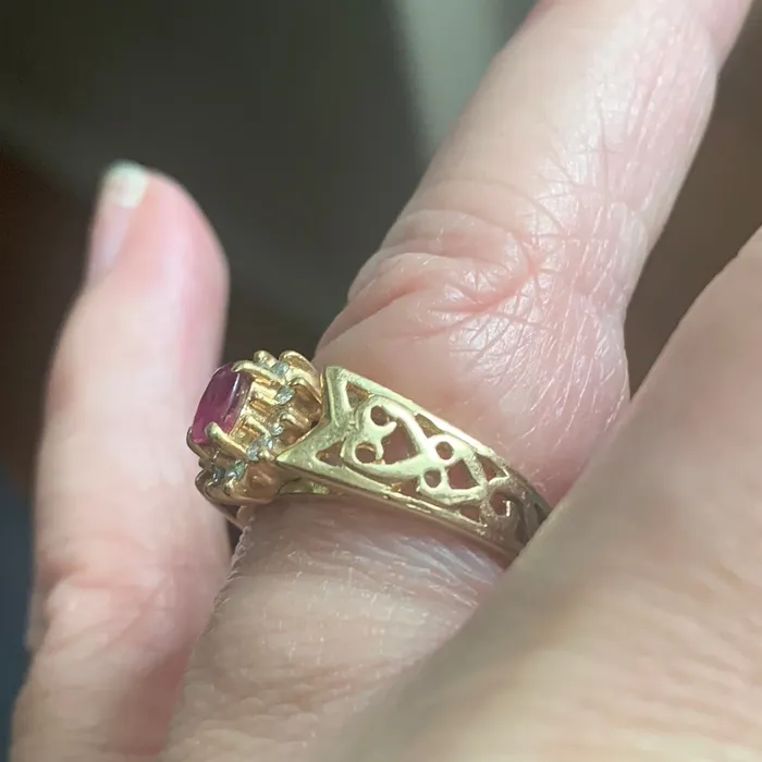 Rings Ruby Diamond Halo Ring 14k Gold Vintage Love Vintage Paris