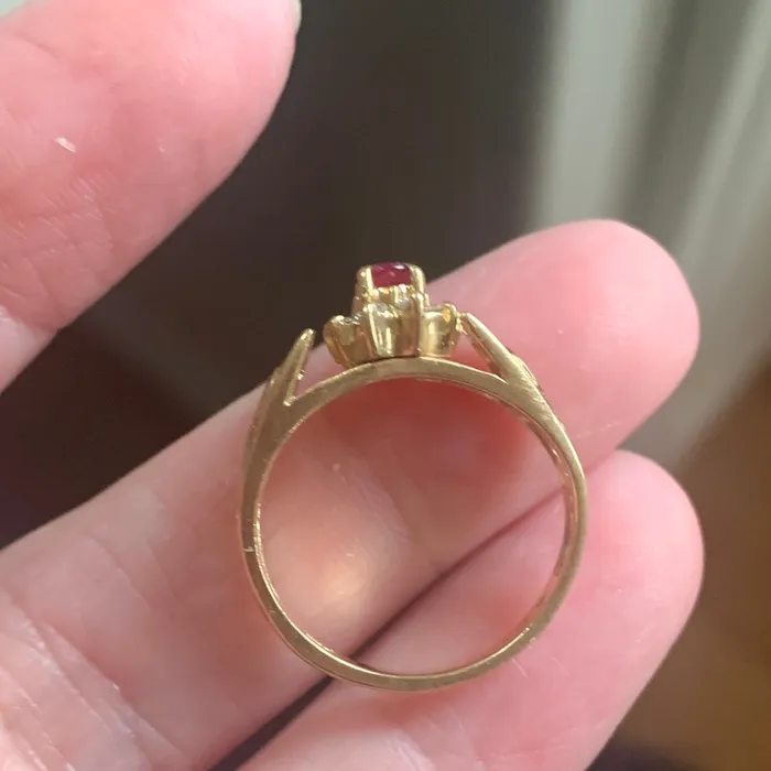 Rings Ruby Diamond Halo Ring 14k Gold Vintage Love Vintage Paris