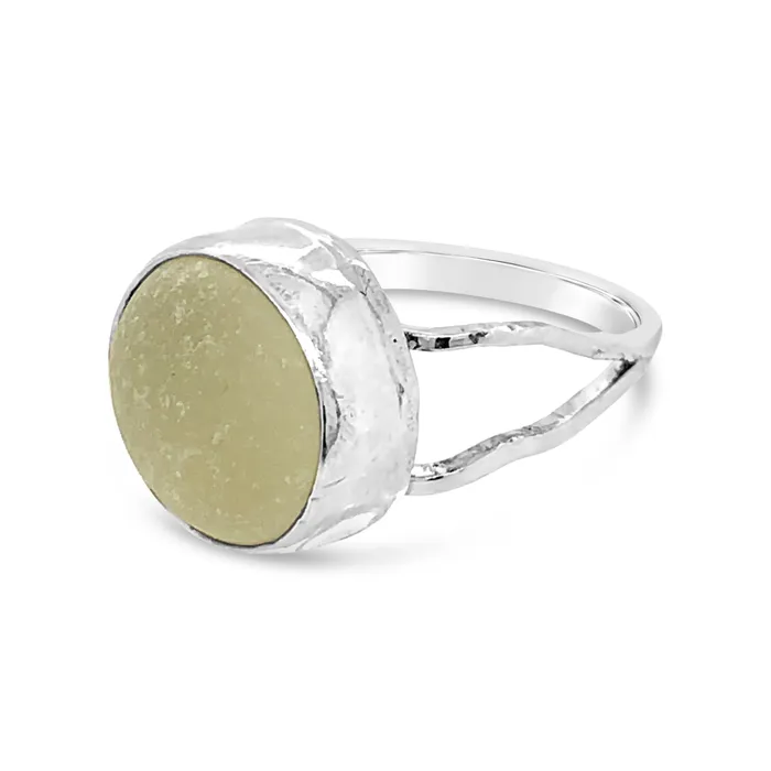 Rings Shannon Russell Jewelry Champagne White Sea Glass Double Band Square Ring Rings Shannon Russell Jewelry Champagne White Sea Glass Double Band Square Ring