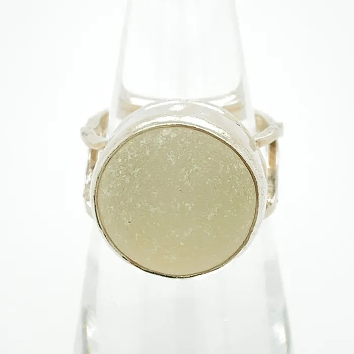 Rings Shannon Russell Jewelry Champagne White Sea Glass Double Band Square Ring