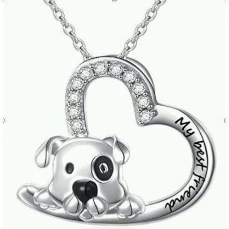 Sterling Silver Best Friend Dog in Heart Necklace for Pet Lovers Alibaba Booker Necklaces Sterling Silver Best Friend Dog in Heart Necklace for Pet Lovers Alibaba Booker Necklaces