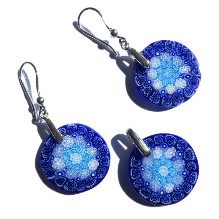Vianello Nadia Murrine di Trebbi Davide Earrings Murrine Murano Glass Round Pendant and earrings set Millefiori 20