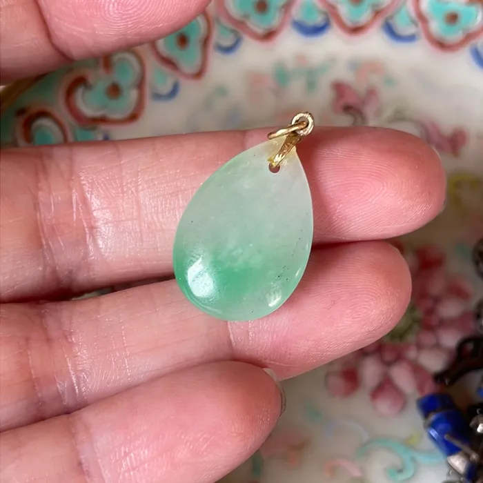 Vintage Paris Jewelry Earrings Jade Drop Pendant 14k Gold Vintage Vintage Paris Jewelry Earrings Jade Drop Pendant 14k Gold Vintage