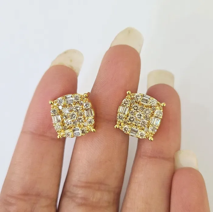 10k Yellow gold Flower Earrings Real Diamond screwback Women Men studs Gold and Diamond Earrings 10k Yellow gold Flower Earrings Real Diamond screwback Women Men studs Gold and Diamond Earrings