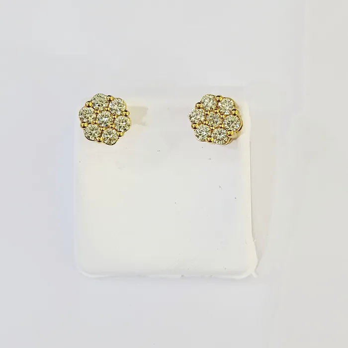 10k Yellow gold Flower Earrings with Real 152CT diamond screwbag Women studs Gold and Diamond Earrings 10k Yellow gold Flower Earrings with Real 152CT diamond screwbag Women studs Gold and Diamond Earrings