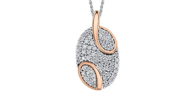 10kt TwoTone 050cttw Diamond Oval Pendant Diamond Envy Rings