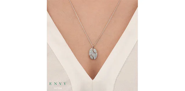 10kt TwoTone 050cttw Diamond Oval Pendant Diamond Envy Rings
