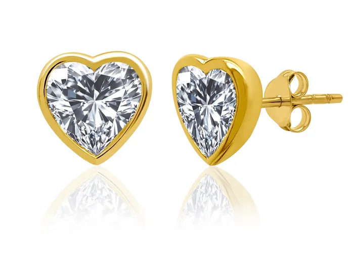 10kt Yellow Gold 100cttw Heart LabGrown Diamond Bezel Setting Stud Earrings Independent Jewellers Earrings 10kt Yellow Gold 100cttw Heart LabGrown Diamond Bezel Setting Stud Earrings Independent Jewellers Earrings