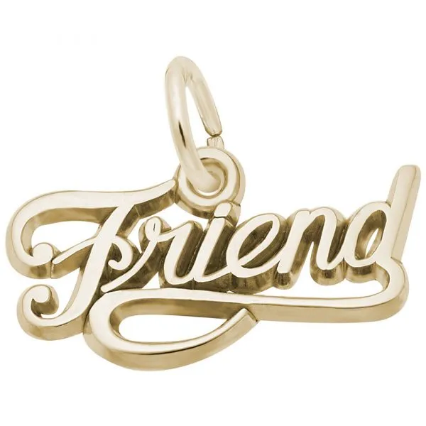 10kt Yellow Gold Friend Script Charm Independent Jewellers Charm Necklaces
