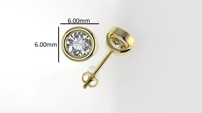 14k Earrings with 2 DIAMONDS 050ct VS1 STT Bezel Push Back Jcm 21 jewelry Earrings