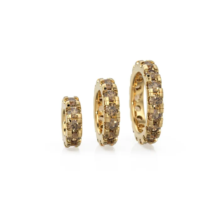 14k Gold Roundel Smoky Quartz Charm Quartz Wheel Charm Round Charm Holder Eternity Round Smoky Quartz Band Connector November birthstone Jalvi Co Charm Necklaces