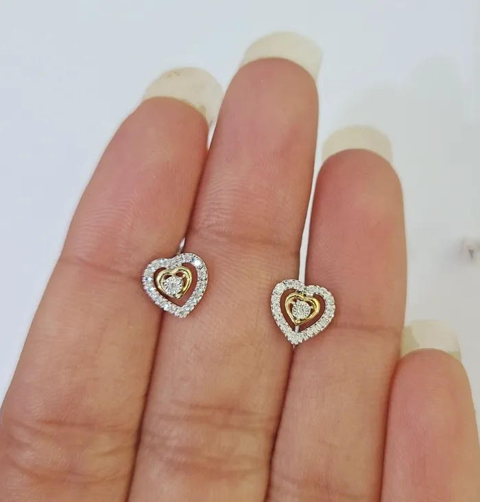 14k White Yellow Gold Heart Earrings Diamond screwback Women Men Studs Natural Gold and Diamond Earrings 14k White Yellow Gold Heart Earrings Diamond screwback Women Men Studs Natural Gold and Diamond Earrings