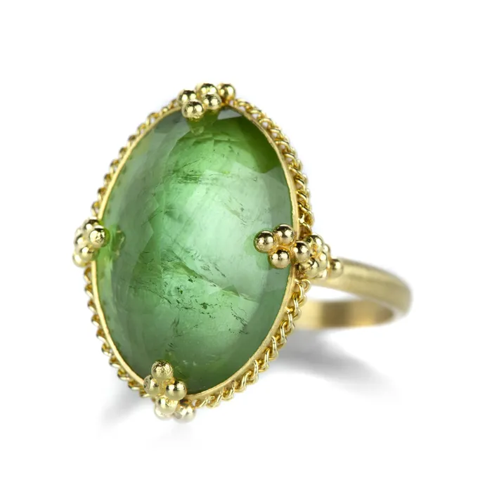 Amali Rings 18k Oval Faceted Green Tourmaline Ring