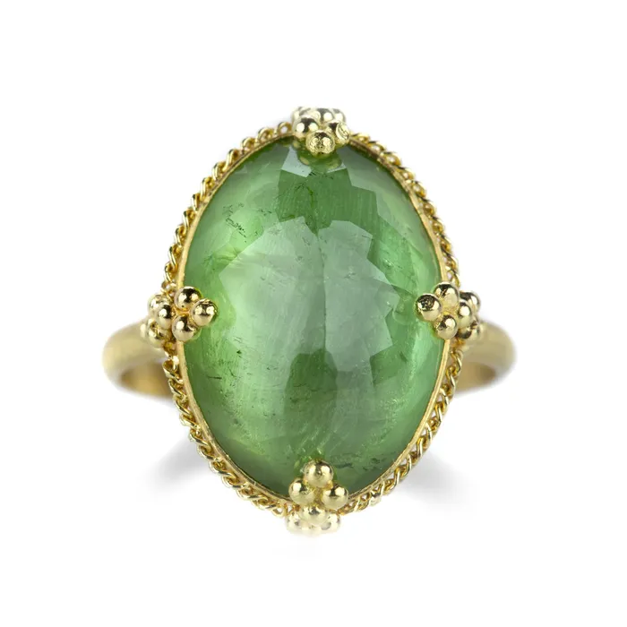Amali Rings 18k Oval Faceted Green Tourmaline Ring Amali Rings 18k Oval Faceted Green Tourmaline Ring