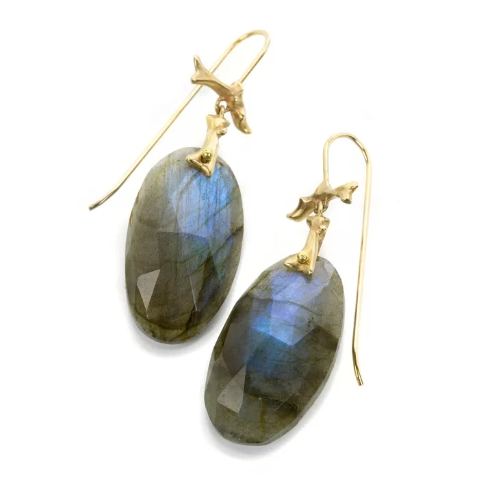 Annette Ferdinandsen Earrings Faceted Oval Labradorite Earrings
