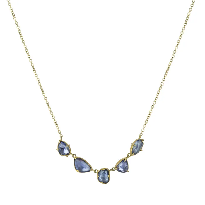 Annie Fensterstock Necklaces 18k Five Sapphire Necklace