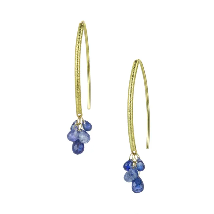 Barbara Heinrich Blue Sapphire Briolette Navette Earrings Earrings