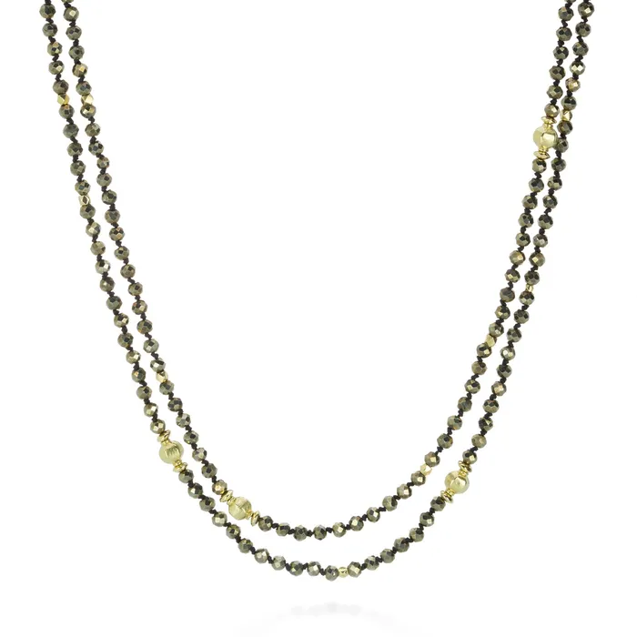 Barbara Heinrich Necklaces Long Pyrite Necklace with Gold Spacers