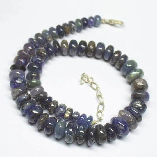 Beads Supplies USA Necklaces Natural Blue Kyanite Smooth Rondelle Beads Necklace 8mm 145mm 16inches