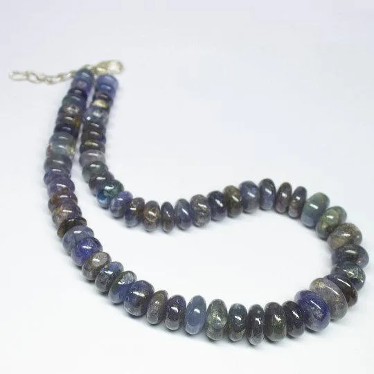 Beads Supplies USA Necklaces Natural Blue Kyanite Smooth Rondelle Beads Necklace 8mm 145mm 16inches