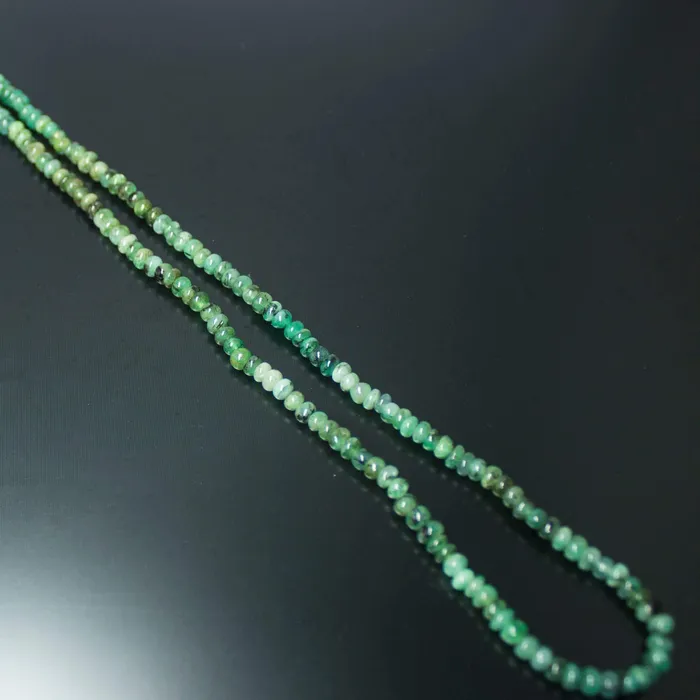 Beads Supplies USA Necklaces Natural Green Emerald Smooth Rondelle Necklace 3mm 4mm 18inches