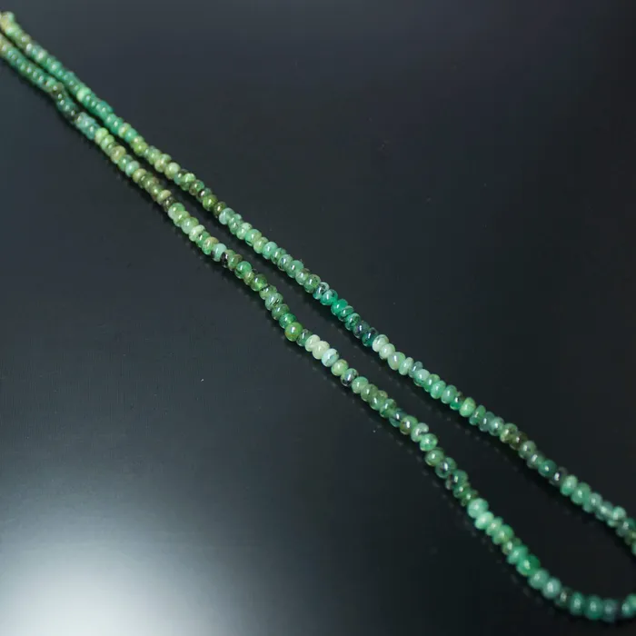 Beads Supplies USA Necklaces Natural Green Emerald Smooth Rondelle Necklace 3mm 4mm 18inches