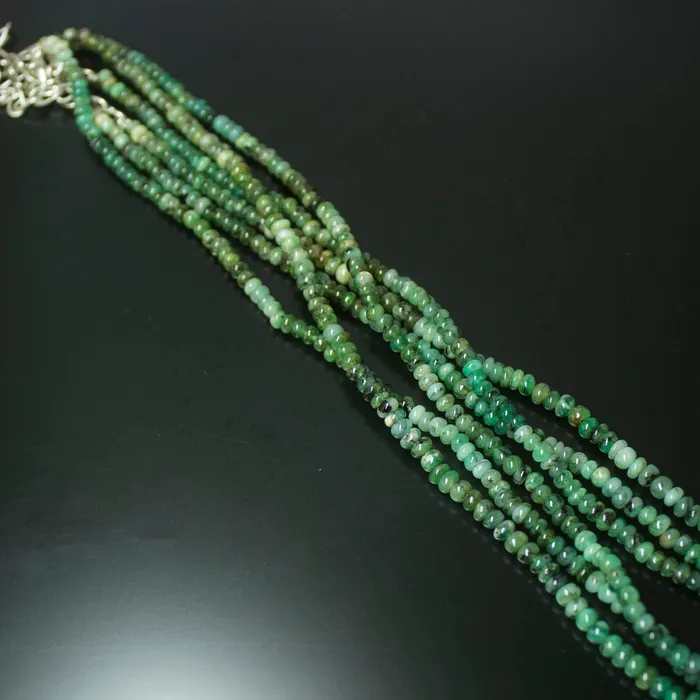 Beads Supplies USA Necklaces Natural Green Emerald Smooth Rondelle Necklace 3mm 4mm 18inches