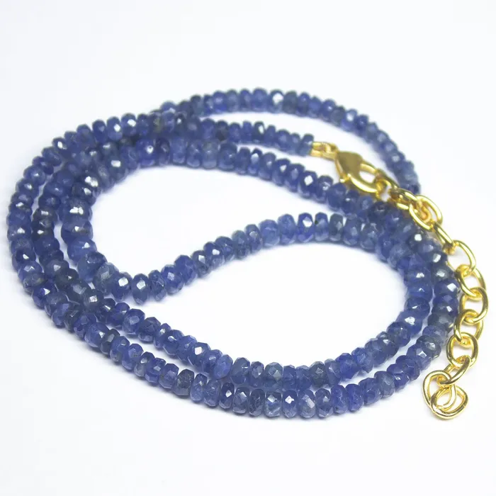 Beads Supplies USA Necklaces Untreated Unheated Blue Sapphire Faceted Rondelle Beads Necklace 3mm 45mm 19inches Beads Supplies USA Necklaces Untreated Unheated Blue Sapphire Faceted Rondelle Beads Necklace 3mm 45mm 19inches
