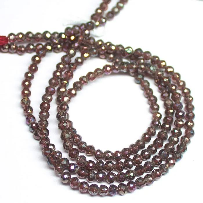 Beads Supplies USA Rings Natural Mystic Coated Red Garnet Faceted Round Cut Gemstone Loose Beads 4mm 4